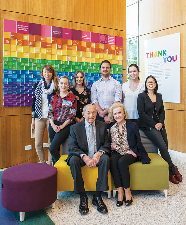 Philanthropists Stan and Jean Perron with some of the Institute’s up-and-coming researchers
